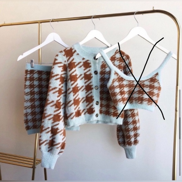 For Love and Lemons Cher cardigan and skirt set-Blue - Picture 2 of 7